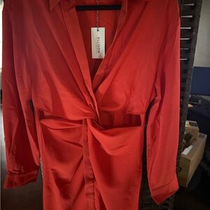Ellison Vibrant Red Twist Front Dress
